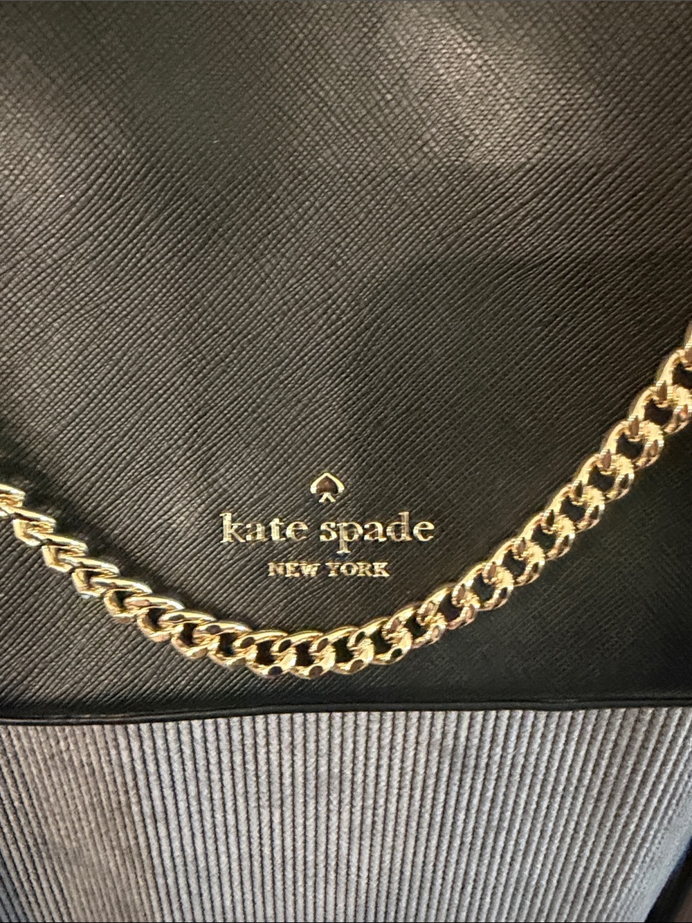 kate spade Black Leather Crossbody with Gold Chain Accent - Picture 2 of 3